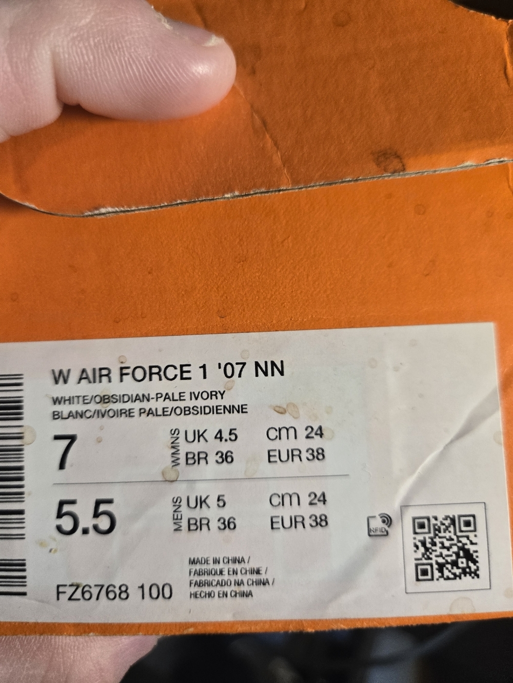 Nike Air Force 1 07 NN White Obsidian Womens 7 Sneakers NWT - Picture 9 of 10